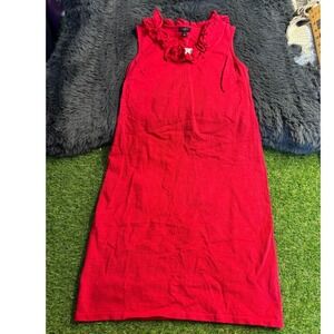 Talbots Petites Red‎ Ruffle Neckline Textured Knit Top